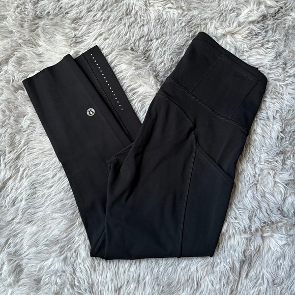lululemon athletica Pants - Lululemon Fast Free HR Cropped Leggings 21" Inseam Black Pockets Size 2 Womens